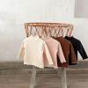 Toddler Baby Girls Knitted Solid Color Turtleneck Tops Ruffles Long Sleeve Mock Neck Blouse Fall (Beige, 3-6 Months) view 3