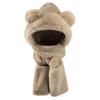 Kids Winter Hood Hat Scarf Gloves Set 3-in-1 Hooded Hat Plush Bear Beanie Cap Faux Fur Earflap Animal Snow Cap view 1