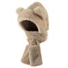 Kids Winter Hood Hat Scarf Gloves Set 3-in-1 Hooded Hat Plush Bear Beanie Cap Faux Fur Earflap Animal Snow Cap view 2