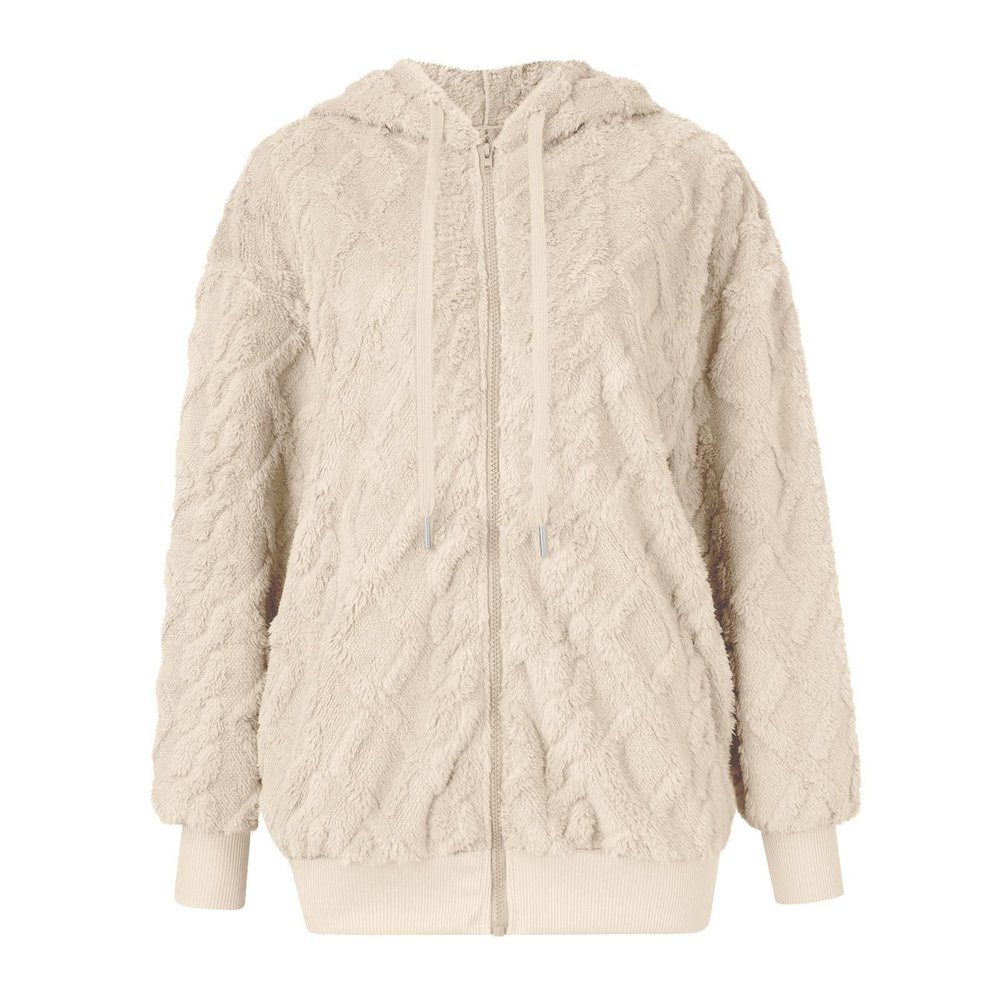 Early Deals 2024 Home Women'S Sweaters Lightweight Womens Ladies Coat Warm Faux Solid Coat Jacket Winter O Neck Long Sleeve Solid Coat Jacket Long (Beige, Xxl) Womens Open Fr