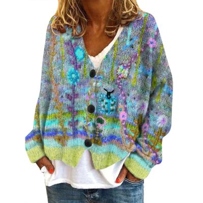 Black Of y Deals Today Womens Fall 2024 Cardigan Ladies' New Christmas Abstract Printed Casual Cloak Jacket Cardigan Fashion Fall Outfits For Women (Blue, L) Womens Open Front Chunky Cardigan Sw