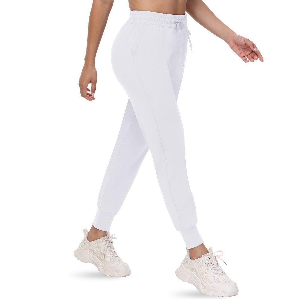 CAMPSNAIL Joggers for Women with Pockets - Womens Sweatpants Yoga Lounge Relaxed-fit Pants for Workout Running White
