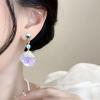 Mermaid Earrings Resin Clear Seashell Drop Earrings Mermaid Scales Clip on Earrings Sea Shell Earrings Jewelry for Women (Light Blue) view 2