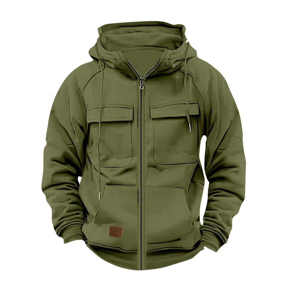 Ymosrh Mens Hoodies Pullover, Casual Zip Up Hoodies with Pockets Long Sleeve Work Sweatshirt Sports Hooded Jacket Trendy for Men Big and Tall Hoodies Young Oversized (L, Army Green)