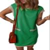 Dokotoo Casual Dresses for Women 2026 Fashion Spring Summer Dresses Womens Crewneck Color Block Short Sleeve Shift Tshirt Beach Mini Dress Green X-Large view 1