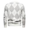 Men's Argyle Sweater Mock Neck Knitted Pullover Sweater Casual Temperament Business Comfy Basic Tops Grey view 2
