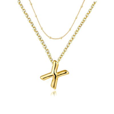 PANSHI Gold Initial Necklaces Gifts for Women Girlfriend Teens Gifts Trendy Stuff Layered Bubble Letter Necklace Gold Jewelry Birthday Gifts Teens Women X