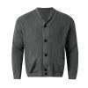 Mens Shawl Collar Cardigan Sweater Casual Long Sleeve Button Down Cable Knit Winter Chunky Sweaters with Pockets Grey view 4