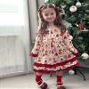 4T Toddler Little Girl Christmas Dress Snowman Gingerbread Man Ruffle Long Sleeve Xmas Dresses 4-5T Years Khaki view 2