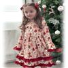 4T Toddler Little Girl Christmas Dress Snowman Gingerbread Man Ruffle Long Sleeve Xmas Dresses 4-5T Years Khaki view 3