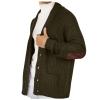 Mens Shawl Collar Cardigan Sweater Casual Long Sleeve Button Down Cable Knit Winter Chunky Sweaters with Pockets Green view 1