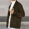 Mens Shawl Collar Cardigan Sweater Casual Long Sleeve Button Down Cable Knit Winter Chunky Sweaters with Pockets Green view 2