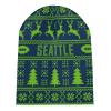 Custom Football Beanie Hat Men Women Personalized Name Winter Cuffed Knit Hats Fashion Toque Cap Sports Fan Gift Navy Green view 2