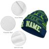 Custom Football Beanie Hat Men Women Personalized Name Winter Cuffed Knit Hats Fashion Toque Cap Sports Fan Gift Navy Green view 4