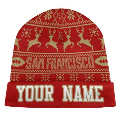 Custom Football Beanie Hat Men Women Personalized Name Winter Cuffed Knit Hats Fashion Toque Cap Sports Fan Gift