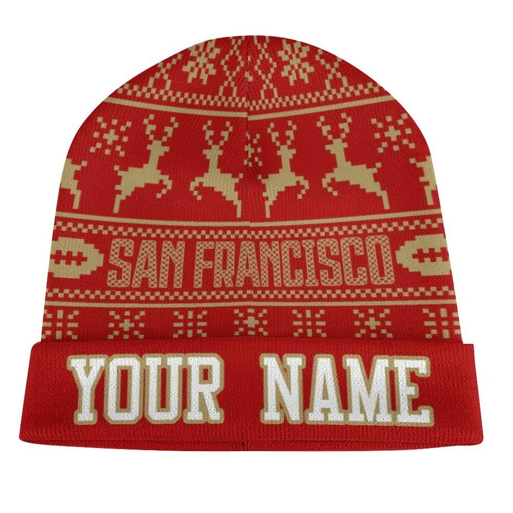 Custom Football Beanie Hat Men Women Personalized Name Winter Cuffed Knit Hats Fashion Toque Cap Sports Fan Gift