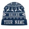 Custom Football Beanie Hat Men Women Personalized Name Winter Cuffed Knit Hats Fashion Toque Cap Sports Fan Gift Navy White view 1