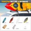 1 Set Universal Car Soft Roof Rack Pads, Luggage Carrier System for Kayak Surfboard Canoe with 2 Heavy Duty Tie Down Straps, 2 Tie Down Rope, 2 Quick Loop Strap 1 view 4