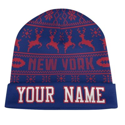 Custom Football Beanie Hat Men Women Personalized Name Winter Cuffed Knit Hats Fashion Toque Cap Sports Fan Gift