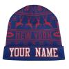 Custom Football Beanie Hat Men Women Personalized Name Winter Cuffed Knit Hats Fashion Toque Cap Sports Fan Gift view 1