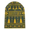 Custom Football Beanie Hat Men Women Personalized Name Winter Cuffed Knit Hats Fashion Toque Cap Sports Fan Gift Green Yellow view 2