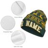 Custom Football Beanie Hat Men Women Personalized Name Winter Cuffed Knit Hats Fashion Toque Cap Sports Fan Gift Green Yellow view 4
