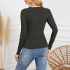 Knit Tops for Women Slim Fit Deep V Neck T Shirts Sexy Ribbed Knit Long Sleeve Shirt Tops Casual Tunic Tops Soft Plus Size Fall Shirts Stretchy Y2K Tops Casual Going Out Tops Plain Blouse Pullover view 4