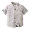 Boys Linen Shirt Button Down Henley Short Sleeve Casual Dress Summer Beach T Shirts Top with One (A, 12-18 Months) view 1