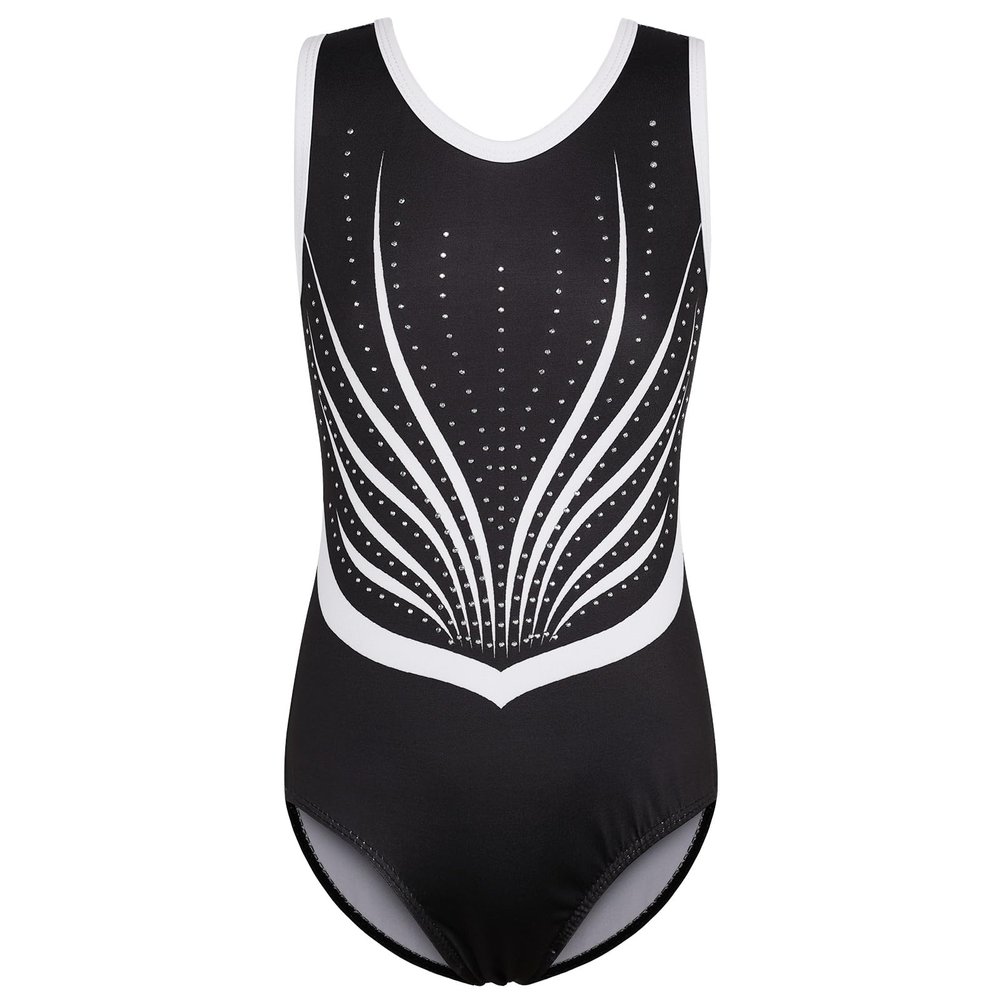 BAOHULU Girls Leotards for Gymnastics & Dance One Piece Sparkly Toddler Kids Athletic Practice Activewear B374_BlackWhite_8A