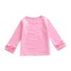 Baby Toddler Girl Long Sleeve Blouse Kids Solid Color Basic Tee Tops Little Girls Ruffle Cuffs (Pink, 12-18 Months) view 1