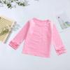 Baby Toddler Girl Long Sleeve Blouse Kids Solid Color Basic Tee Tops Little Girls Ruffle Cuffs (Pink, 12-18 Months) view 3