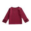 Baby Toddler Girl Long Sleeve Blouse Kids Solid Color Basic Tee Tops Little Girls Ruffle Cuffs (Wine, 12-18 Months) view 1