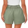 KIRUNDO Womens Shorts Dressy Casual 2026 Trendy Summer Elastic High Waisted Pleated Side Slit Business Work Shorts Pockets(Light Green, XX-Large) view 2
