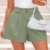 KIRUNDO Womens Shorts Dressy Casual 2026 Trendy Summer Elastic High Waisted Pleated Side Slit Business Work Shorts Pockets(Light Green, XX-Large) view 3