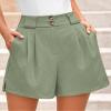 KIRUNDO Womens Shorts Dressy Casual 2026 Trendy Summer Elastic High Waisted Pleated Side Slit Business Work Shorts Pockets(Light Green, XX-Large) view 4