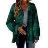 ABOUTYES Flannel Shacket Women 2024 Fall Casual Button down Plaid Shirts Oversized Fleece Lined Jackets Coats Ladies Shackets view 2