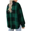 ABOUTYES Flannel Shacket Women 2024 Fall Casual Button down Plaid Shirts Oversized Fleece Lined Jackets Coats Ladies Shackets view 4