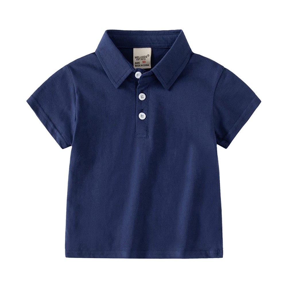 Baby and Toddler Boys Classic Short Sleeve Polo Shirt Summer Solid Color Dress Shirt Top Toddler (Navy, 12-18 Months)