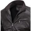 Men's Thickened Plus Motorcycle Pu Leather Coat Long-Sleeved Faux Jacket Casual Stand-Up Collar Zipper Jackets (Coffee B1,3X-Large) view 2