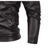 Men's Thickened Plus Motorcycle Pu Leather Coat Long-Sleeved Faux Jacket Casual Stand-Up Collar Zipper Jackets (Coffee B1,3X-Large) view 4