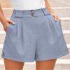 KIRUNDO Womens Shorts Dressy Casual 2026 Trendy Summer Elastic High Waisted Pleated Side Slit Business Work Shorts Pockets(Light Blue, XX-Large) view 4