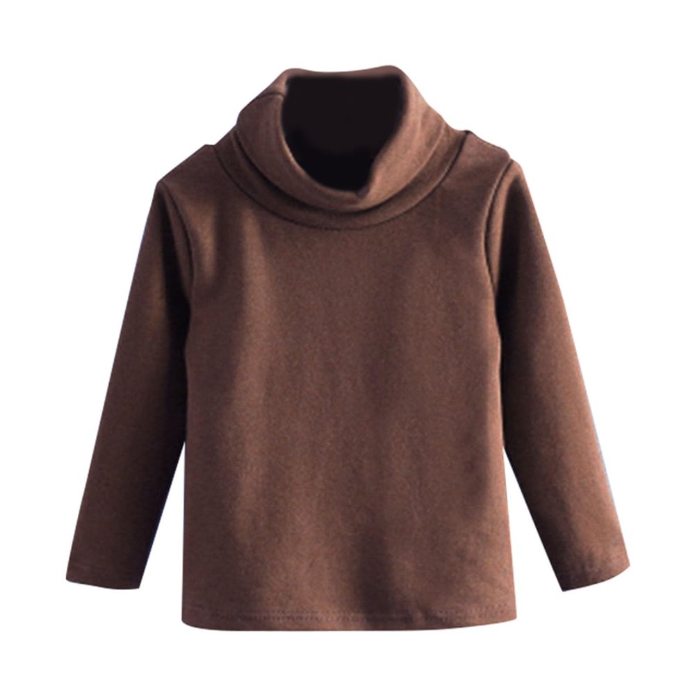 Boys Girls Long Sleeve Shirts T-Shirt Tee Toddler Turtleneck Cotton Basic Layering Collar Shirt Warm (Coffee, 2-3 Years)