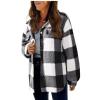 ABOUTYES Flannel Shacket Women 2024 Fall Casual Button down Plaid Shirts Oversized Fleece Lined Jackets Coats Ladies Shackets view 3