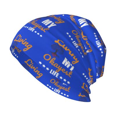 Living My Okayest Life Beanie Hat Men Women Stretch Slouchy Warm Skull Knit Beanies Cap for Winter Black