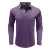 Mens Long Sleeve Polo Shirts Flip Collar Golf Tops Button V Neck Solid Color T Shirts Casual Cotton Tees with Pocket view 2