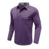 Mens Long Sleeve Polo Shirts Flip Collar Golf Tops Button V Neck Solid Color T Shirts Casual Cotton Tees with Pocket view 3