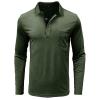 Mens Long Sleeve Polo Shirts Flip Collar Golf Tops Button V Neck Solid Color T Shirts Casual Cotton Tees with Pocket Green-a view 3