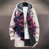 domirica Japanese Oni Mask Print Hooded Cardigan Men Long Sleeve Fleece Lined Oversized Zipper Open Front Mens Hooded Cardigan Long Sleeve Fall Fashion Drawstring Warm Cardigan With Hood,4XL view 2