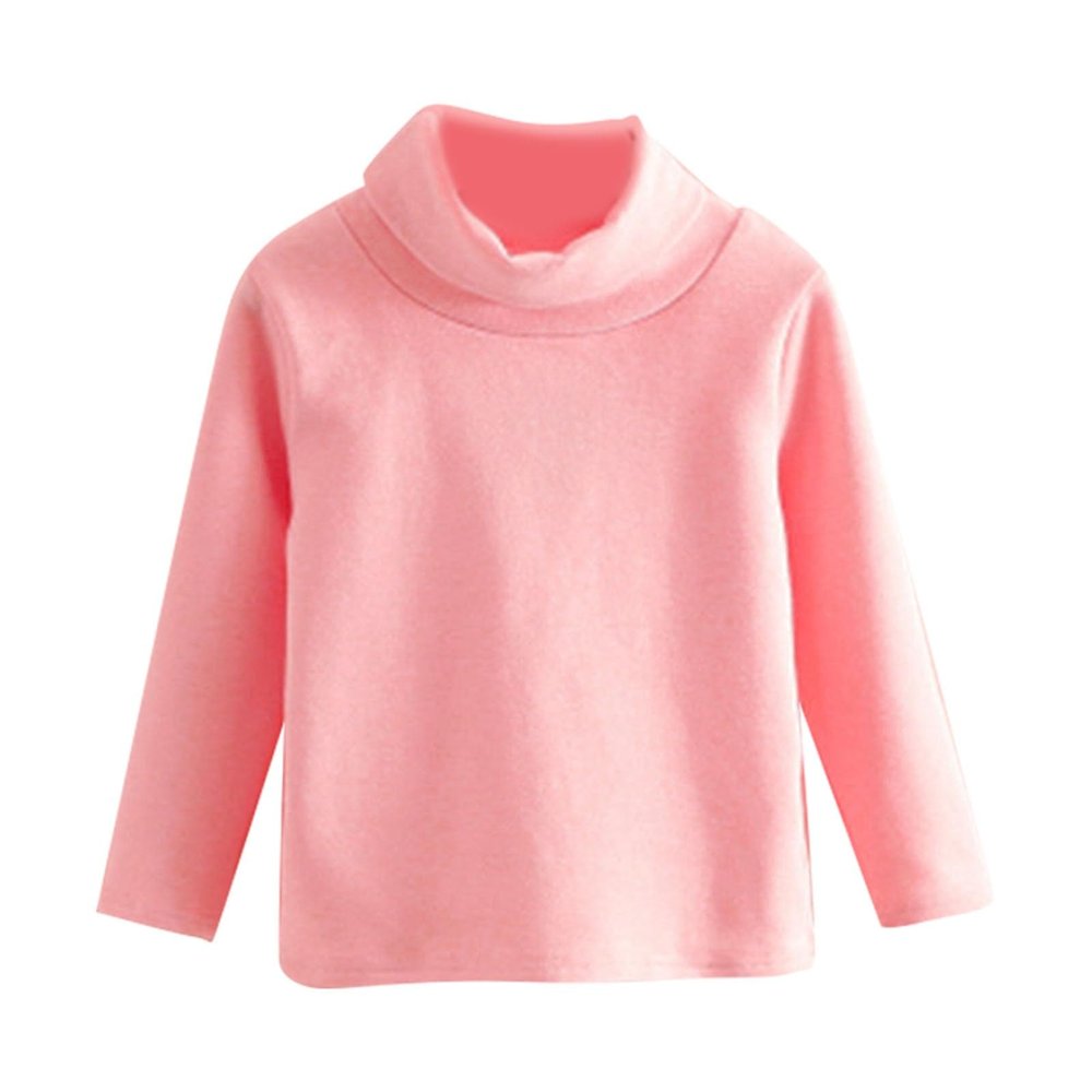 Boys Girls Long Sleeve Shirts T-Shirt Tee Toddler Turtleneck Cotton Basic Layering Collar Shirt Warm (Pink, 11-12 Years)