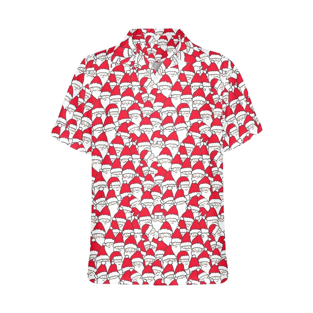 HUGLAZY Funny Hawaiian Christmas Shirts for Men Santa Claus Hat Short Sleeve Festival Party Outfit Family Matching Holiday Costume Red 4XL